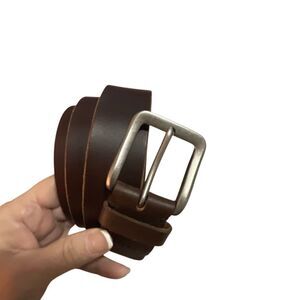 Fossil Men’s Leather Silver Buckle Belt